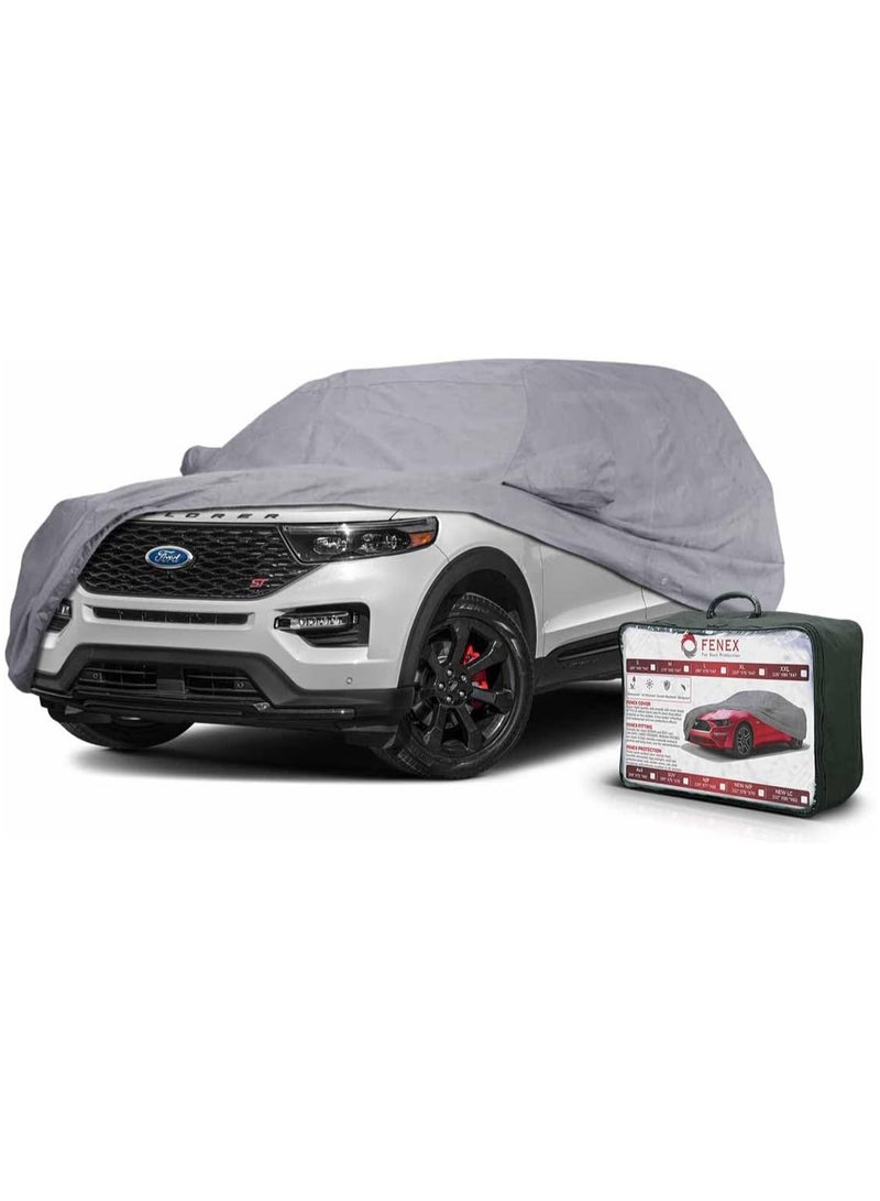 Fenex Car Cover [4x4] – All-Weather Protection | Waterproof, UV-Resistant, Dustproof, Breathable | Indoor/Outdoor Use | Door Zipper & Mirror Pockets | Fits SUV & Sedan cars (520 × 203 × 152 cm) - Image 1