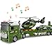 DWIRCTOYS Kids Toys for Ages 3 4 5 6 7 8 Years Old Boys 25 Large Army Semi Truck with Helicopter Race Car Friction Powered Vehicle with Lights SoundsBirthday Gift for Boys Girls - Image 2