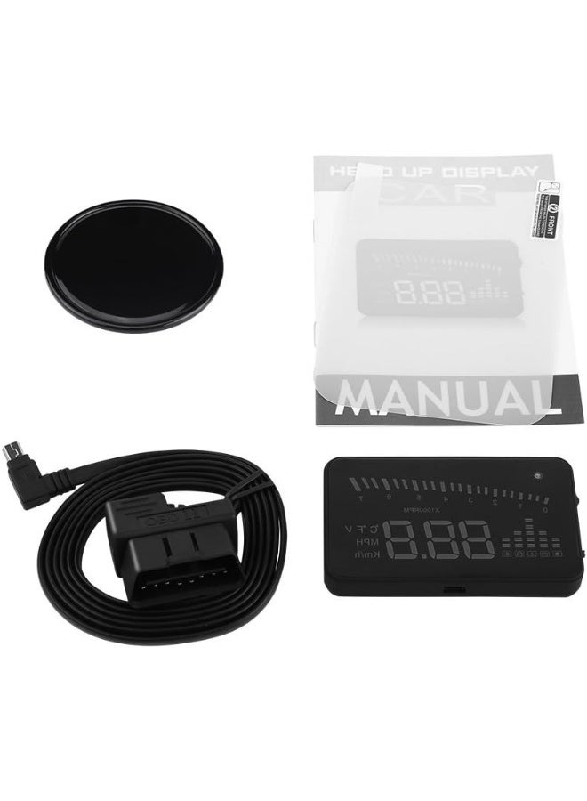 POCREATION Head Up Display, X5 OBDII HUD 3" Alarm Head Up Display Windscreen Projector Speed Warning System - Image 2