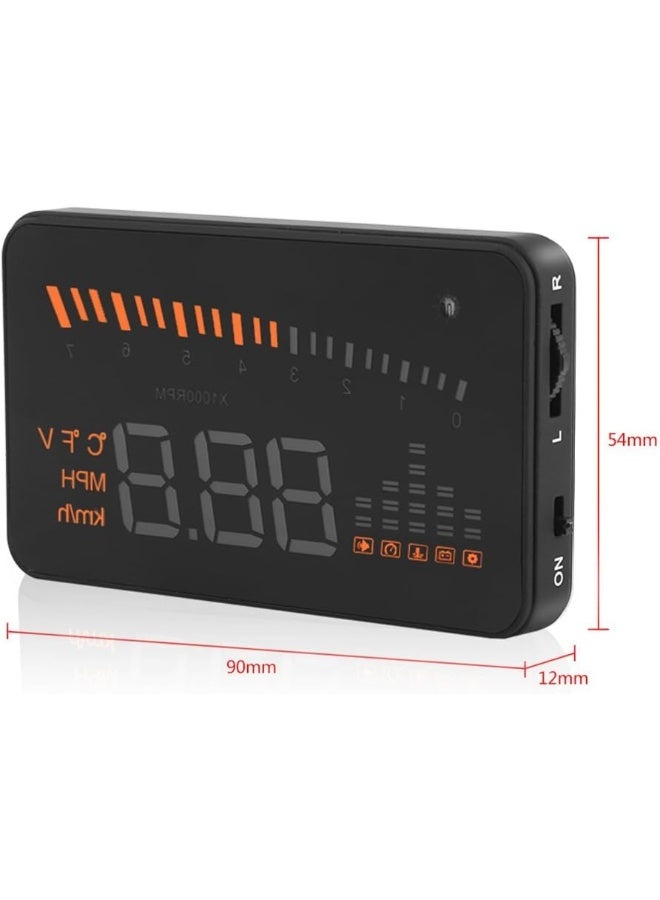 POCREATION Head Up Display, X5 OBDII HUD 3" Alarm Head Up Display Windscreen Projector Speed Warning System - Image 3