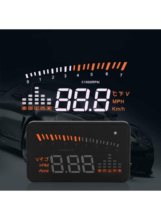 POCREATION Head Up Display, X5 OBDII HUD 3" Alarm Head Up Display Windscreen Projector Speed Warning System - Image 1