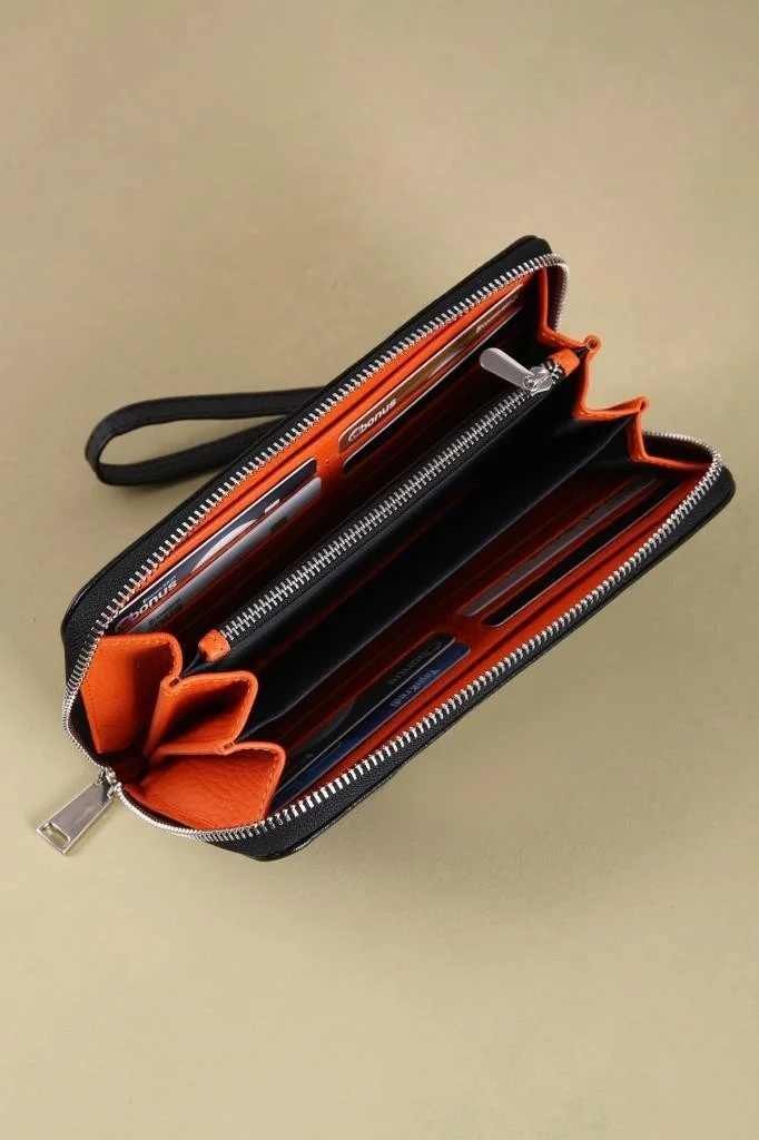 Septwolves Premium Black Orange Men's Card Holder Wallet