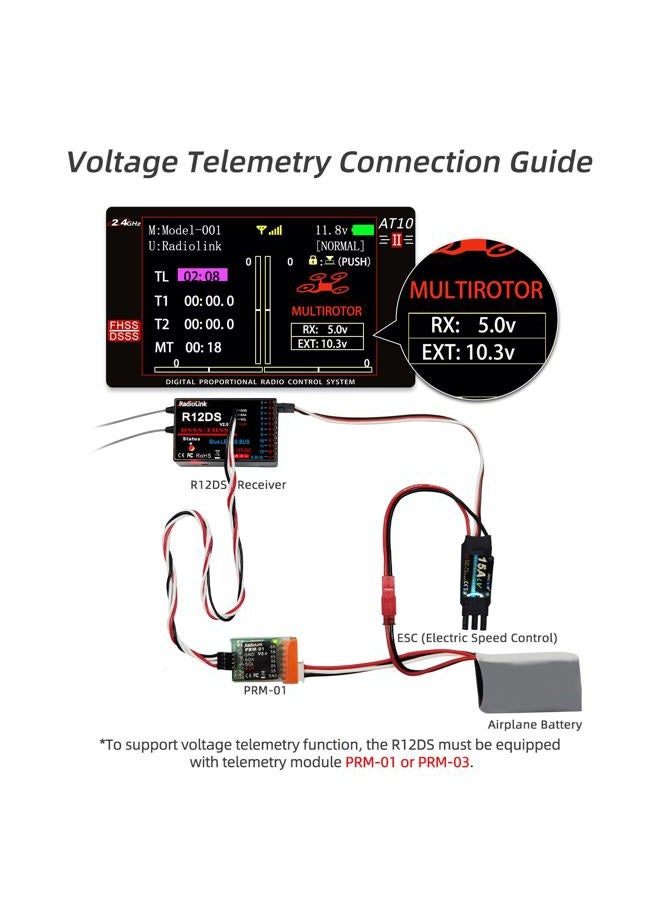 RADIOLINK R12DS 2.4GHz RC Receiver 12 Channels SBUS/PWM Long Range Control for Airplane, Aircraft Drone Jet RC Transmitter AT10II/AT10/AT9S Pro/AT9S/AT9 - Image 3