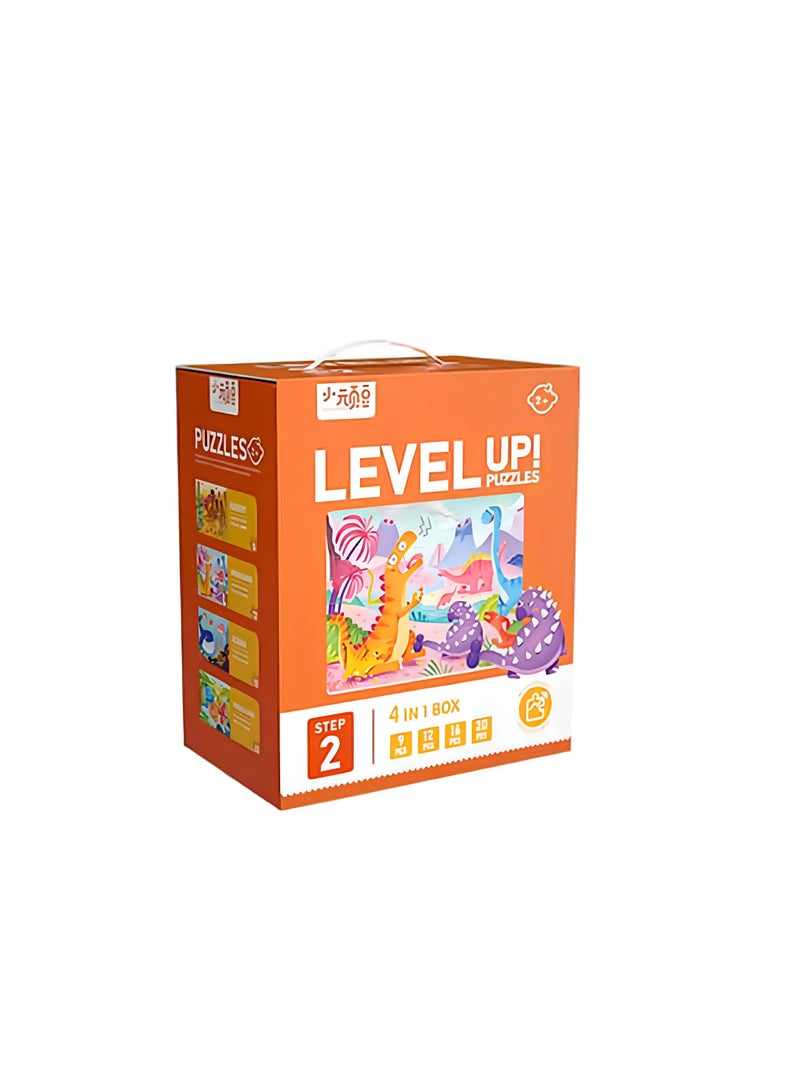Stage 2 Level Up Puzzles for Kids with 4 Themes of Animals in Premium Educational Puzzle Toys for Girls and Boys 4 in 1 - Image 1