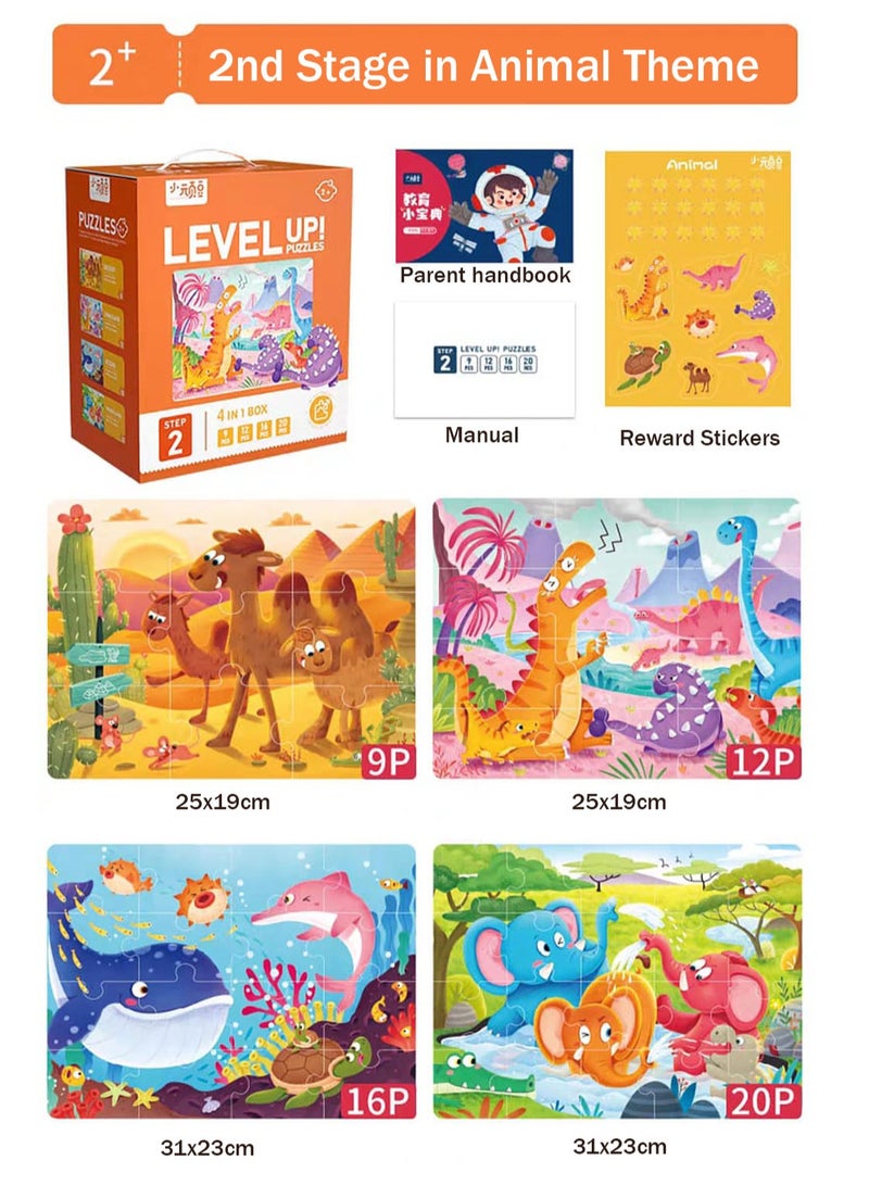 Stage 2 Level Up Puzzles for Kids with 4 Themes of Animals in Premium Educational Puzzle Toys for Girls and Boys 4 in 1 - Image 2