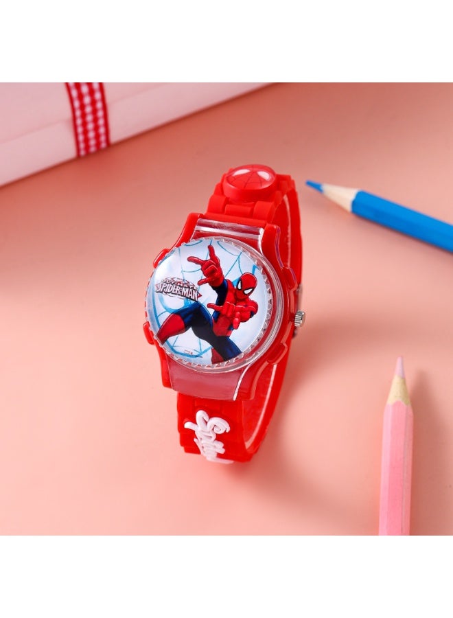 MARVEL Red Spiderman Cartoon Flip Cover Children's Watch (The Cover Can Turn) - Image 2