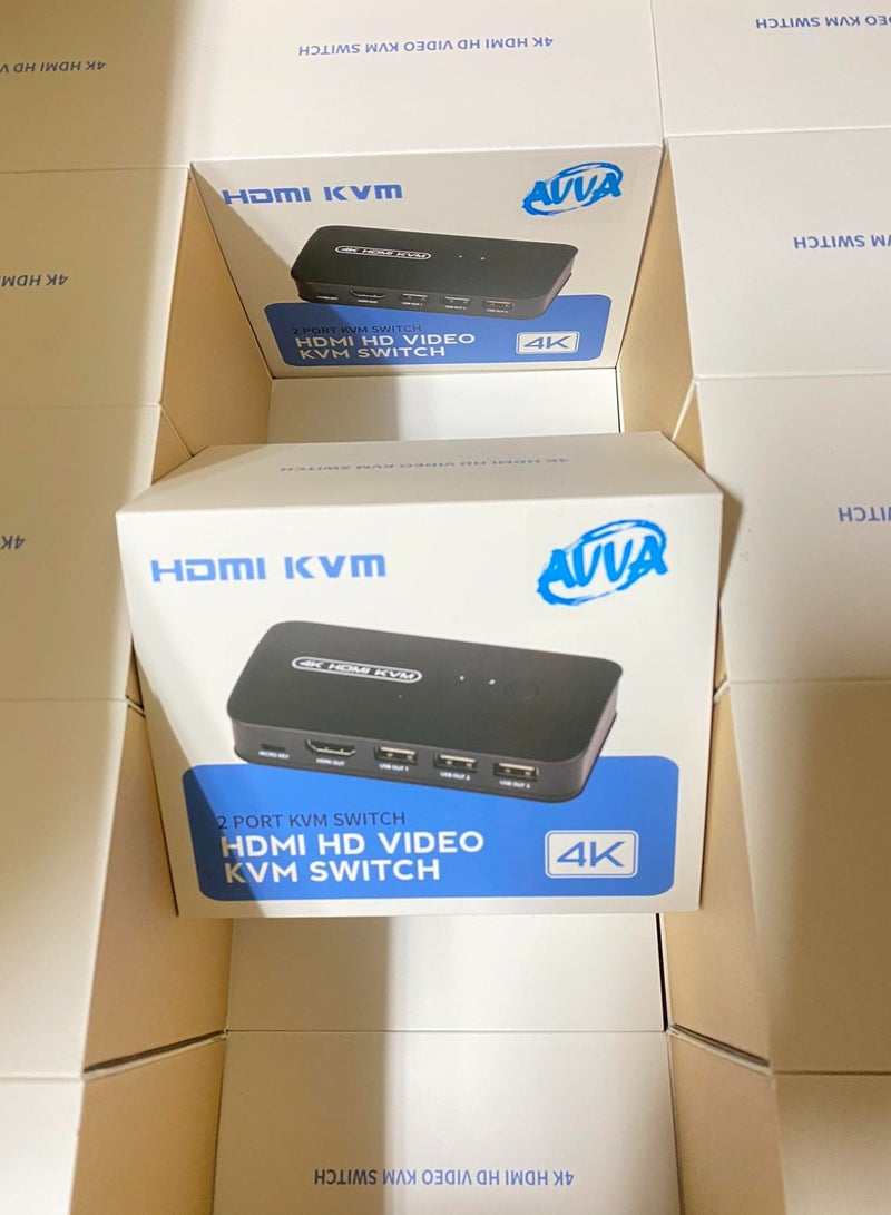 kvm 4k Switch 2 port with Usb keyboard & mouse with 2pcs Cable - Image 2