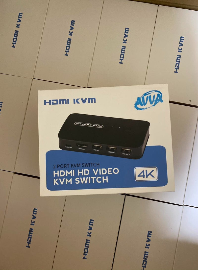 kvm 4k Switch 2 port with Usb keyboard & mouse with 2pcs Cable - Image 3