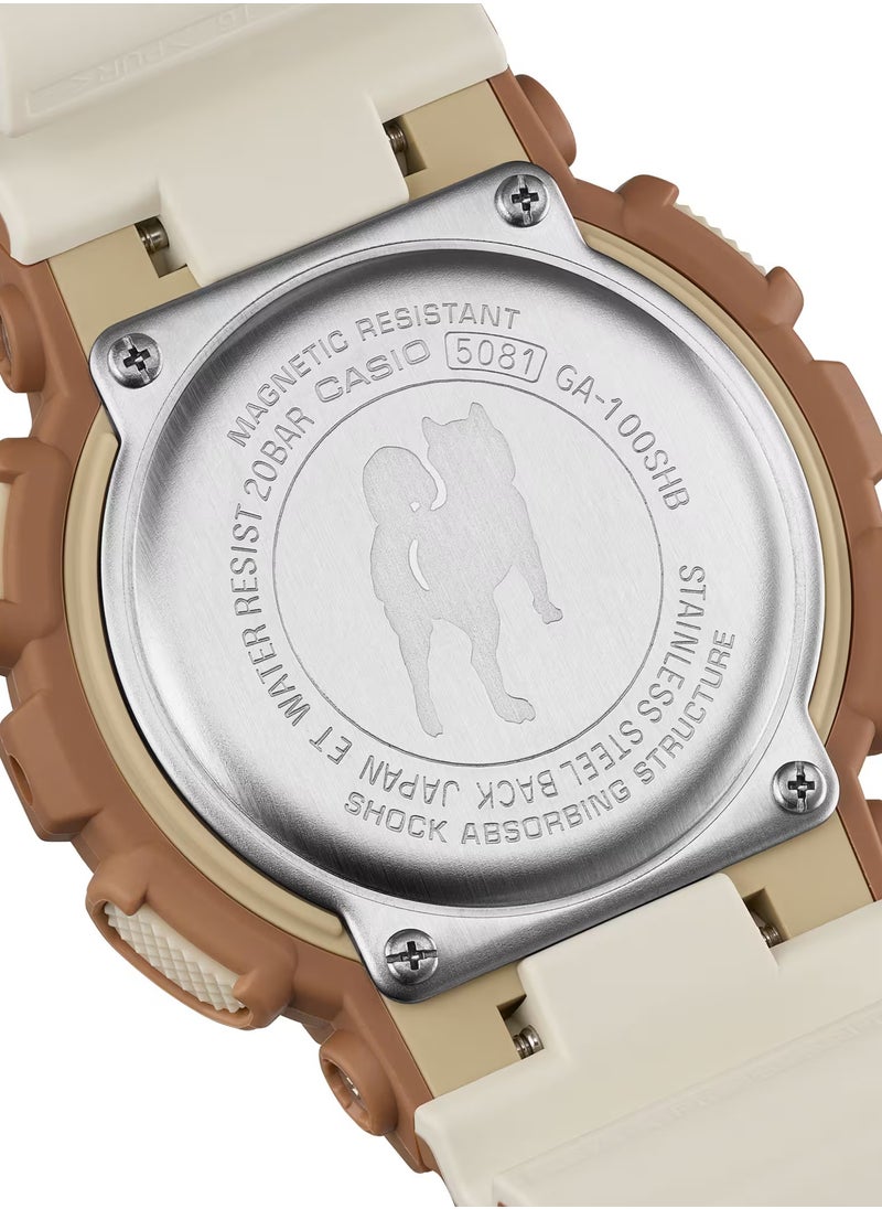 G-SHOCK - Analog Digital Shiba Inu Brown Resin Band Mens Watch GA-100SHB-5A Limited Edition - Image 1