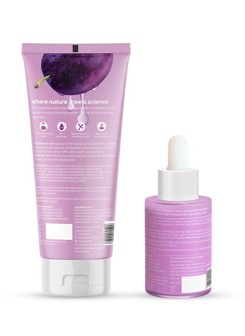 PLIX THE PLANT FIX Jamun Face Wash and Active Acne Serum Combo 100ML 30ML For Active Acne and Oil Control For Breakouts Oily and Acne Prone Skin Women and Men  - Image 2