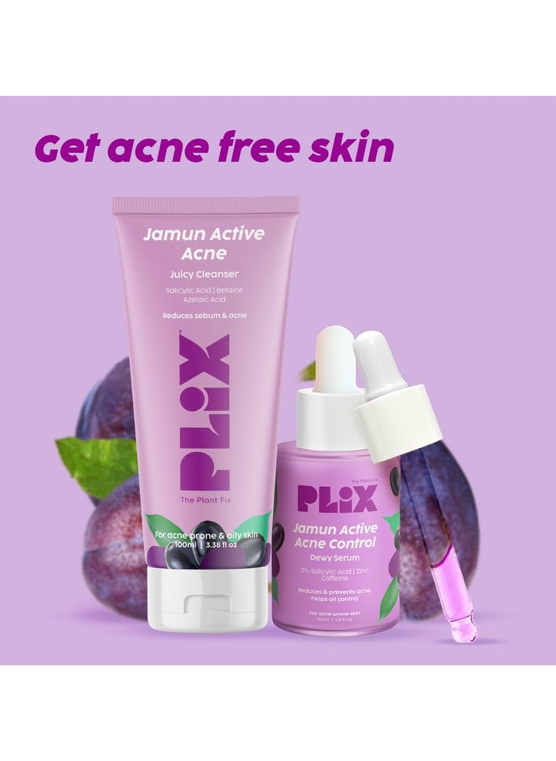 PLIX THE PLANT FIX Jamun Face Wash and Active Acne Serum Combo 100ML 30ML For Active Acne and Oil Control For Breakouts Oily and Acne Prone Skin Women and Men  - Image 3