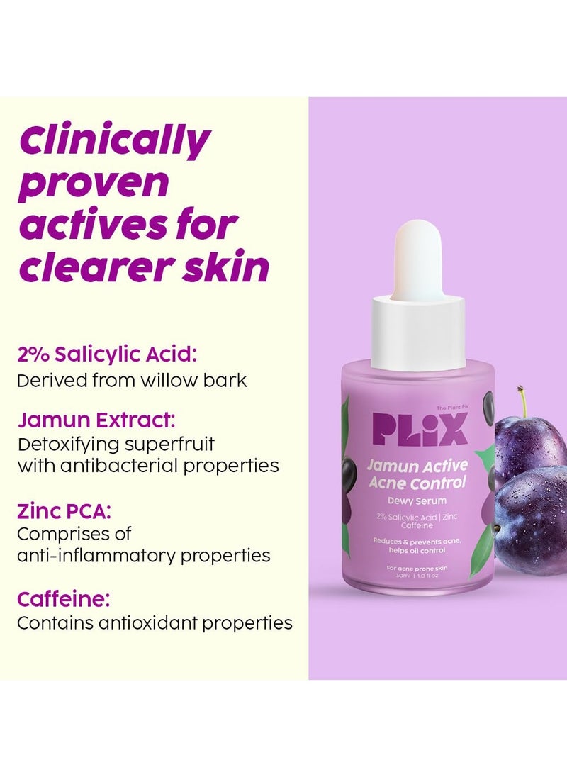PLIX THE PLANT FIX Jamun Face Wash and Active Acne Serum Combo 100ML 30ML For Active Acne and Oil Control For Breakouts Oily and Acne Prone Skin Women and Men  - Image 4