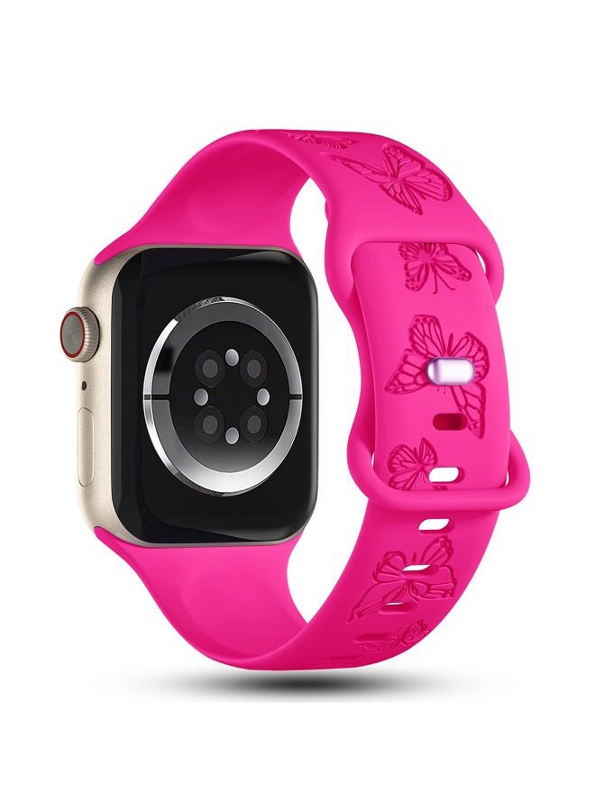 IKANFI Butterfly Engraved Bands Compatible with Apple Watch Band 41mm 40mm 38mm Women, Silicone Sport Strap for iWatch Series SE 10 9 8 7 6 5 4 3 2 1 HP38 - Image 2