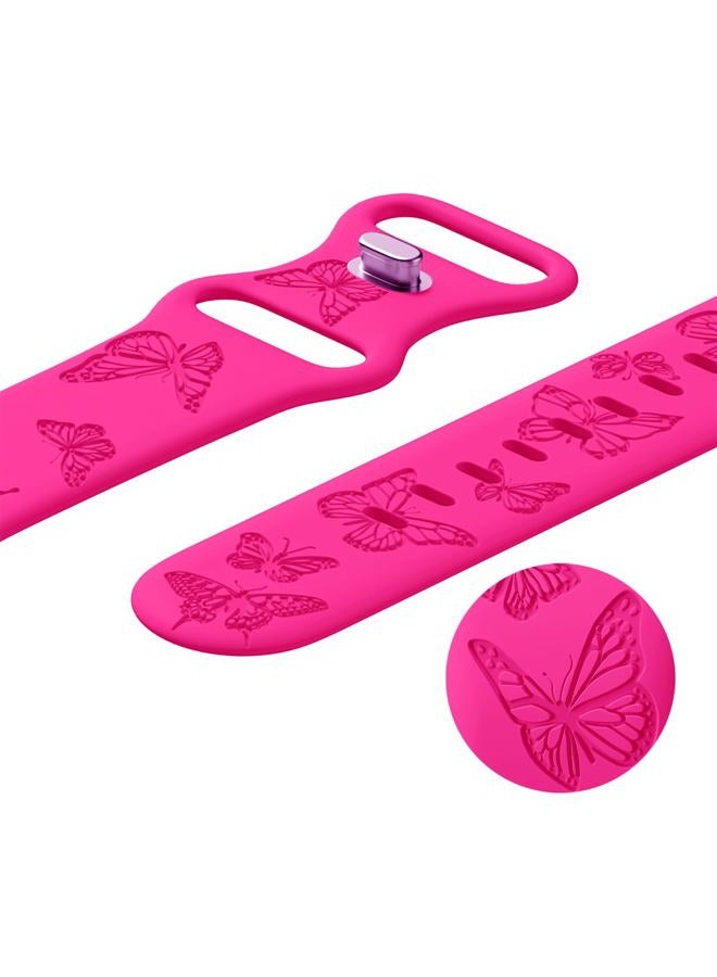IKANFI Butterfly Engraved Bands Compatible with Apple Watch Band 41mm 40mm 38mm Women, Silicone Sport Strap for iWatch Series SE 10 9 8 7 6 5 4 3 2 1 HP38 - Image 4