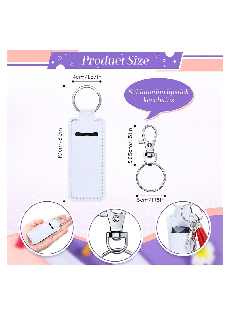 KASTWAVE Lipstick Keychain, 20 Pieces Sublimation Blank Lipstick Holder, Portable Lipstick Tubes Holder Pocket Keychain Bag Accessories Clip on Sleeve for Heat Press Transfer DIY Gifts - Image 5