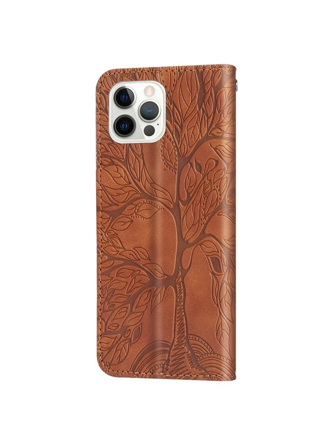 Zaboon Case For iPhone 13 Pro Life of Tree Embossing Pattern Horizontal Flip Leather Case with Holder & Card Slot & Wallet & Photo Frame & Lanyard - Image 3