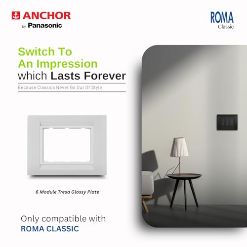 Anchor by Panasonic Roma Classic 6 Module Tresa Solid Plate for Switchboard, White 2M Plate, (30250WH-10) - Image 3