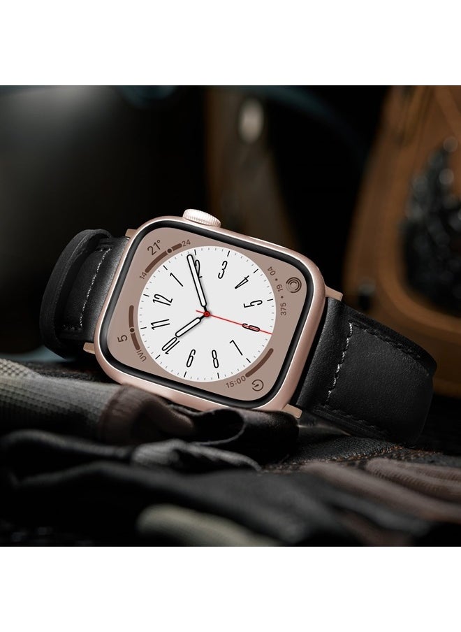 Mazuboho Vintage Genuine Leather Band Compatible with Apple Watch Band 44mm 45mm 49mm 42mm 38mm 40mm 41mm, Breathable Leather iWatch Band with Classic Buckle for Apple Watch Series 8 7 6 5 4 3 2 1, SE, Ultra  - Image 2