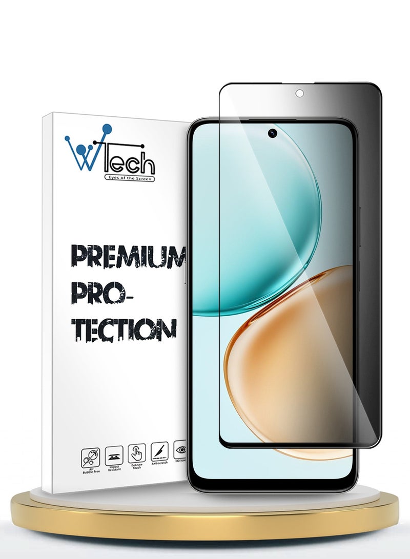 Wtech Honor X7d 4G 2025 Premium E2E Series Privacy Full Glue Full Cover Tempered Glass Screen Protector (MSGECP) - Clear/Black - Image 1
