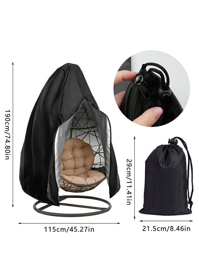 meayul Hanging Chair Cover, Patio Hanging Chair Cover Outdoor, Swing Egg Chair Cover Waterproof Covers for Hanging Chairs Protective Cover Hanging Chair with Zipper Drawstring, Durable Waterproof Swing Chair Dust Cover 190 x 115cm - Image 3