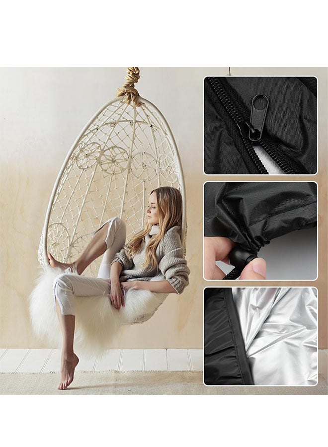 meayul Hanging Chair Cover, Patio Hanging Chair Cover Outdoor, Swing Egg Chair Cover Waterproof Covers for Hanging Chairs Protective Cover Hanging Chair with Zipper Drawstring, Durable Waterproof Swing Chair Dust Cover 190 x 115cm - Image 4