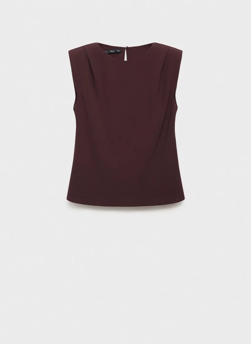 MANGO Ruched blouse with shoulder pads