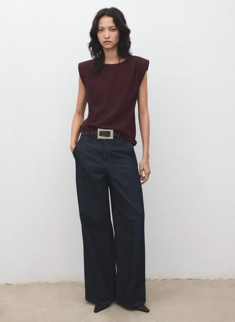 MANGO Ruched blouse with shoulder pads