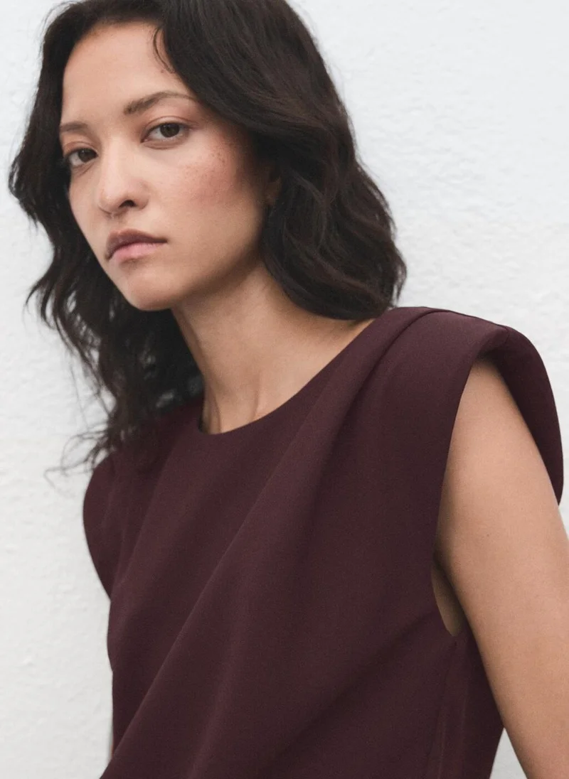 MANGO Ruched blouse with shoulder pads