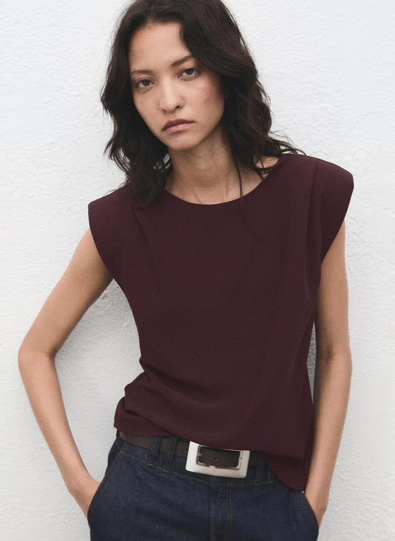 MANGO Ruched blouse with shoulder pads