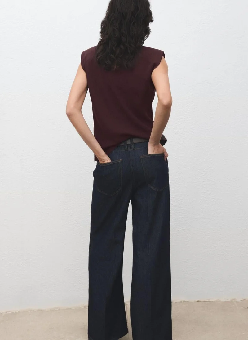 MANGO Ruched blouse with shoulder pads