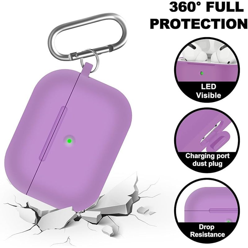 Woyinger AirPods Pro Case Cover with Cleaner Kit,Soft Silicone Case for Apple AirPod Pro 1st/2nd Generation,AirPods Pro/Pro 2 Case Accessories with Keychain-Light Purple - Image 4