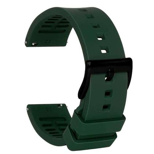 TStrap Silicone Watch Band for Men - Green Quick Release Watch Band for Women Soft - Waterproof Smart Watch Bracelet Clasp - Correa de Silicona para Reloj Replacement - 18mm 19mm 20mm 21mm 22mm 24mm - Image 1