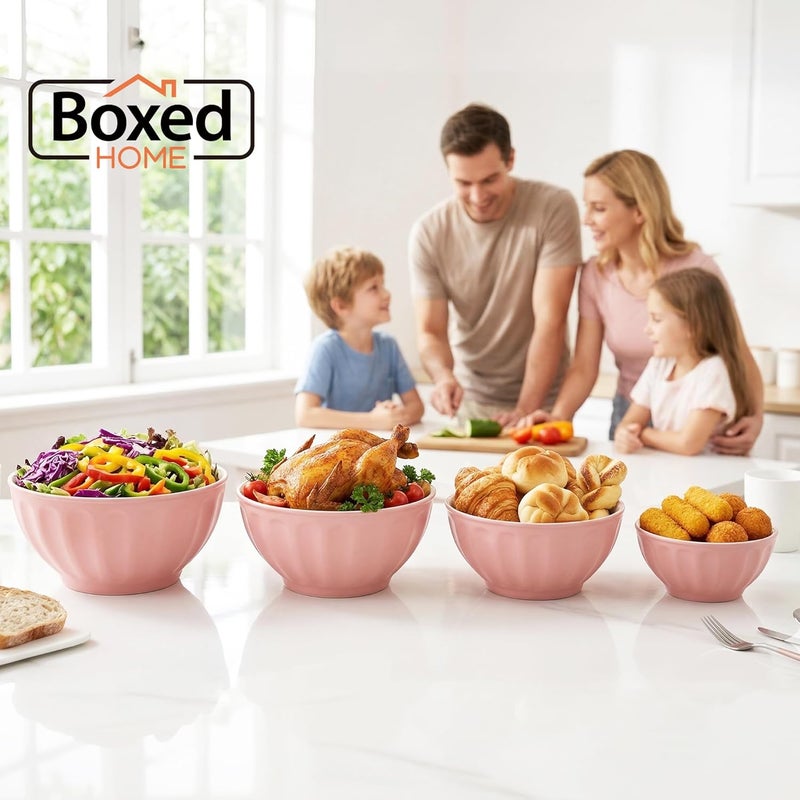 BoxedHome Mixing Bowls with Lids, Set of 4 Large Plastic Bowls, Microwave and Dishwasher Safe, BPA Free, Ideal for Preparing, Baking and Cooking Food, Pink - Image 2