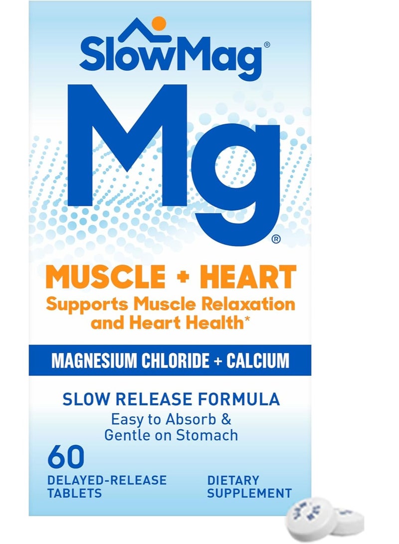 Slow-Mag Muscle + Heart, Magnesium Chloride + Calcium 60 Tablets - Image 1