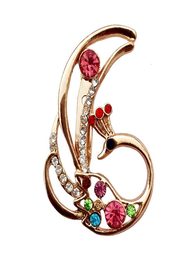 FURE Metal Swan Peacock Brooch (Multi-Colour) for Men and Women - Image 1