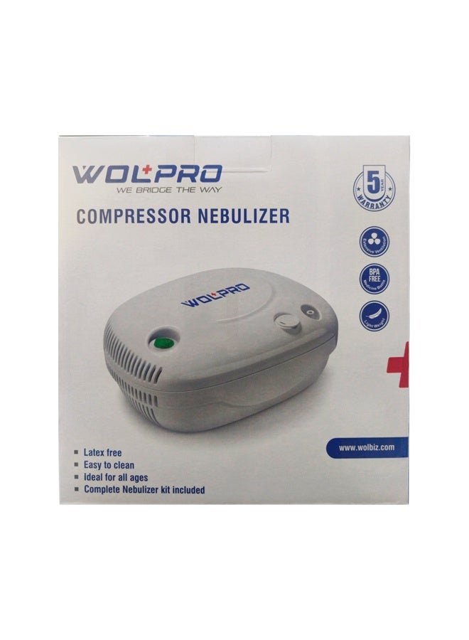 WOLAID Wolpro Compressor Nebulizer – BPA-Free Medicine Bottle – Latex-Free, Lightweight, Easy to Clean – Complete Kit Included – 5-Year Warranty - Image 1