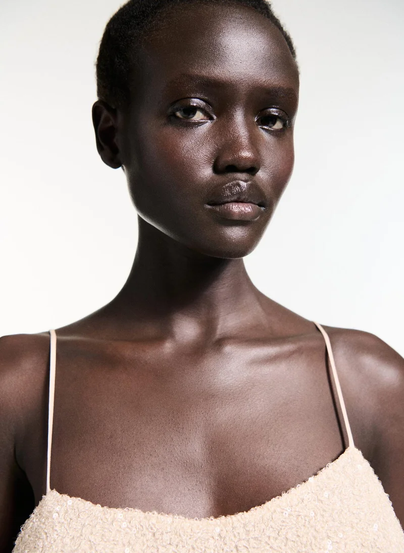 مانجو Sequin Top With Spaghetti Strap