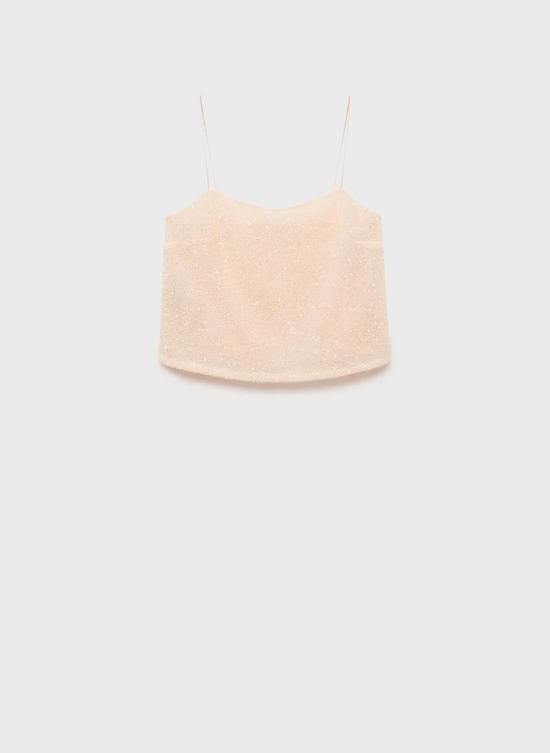 مانجو Sequin Top With Spaghetti Strap