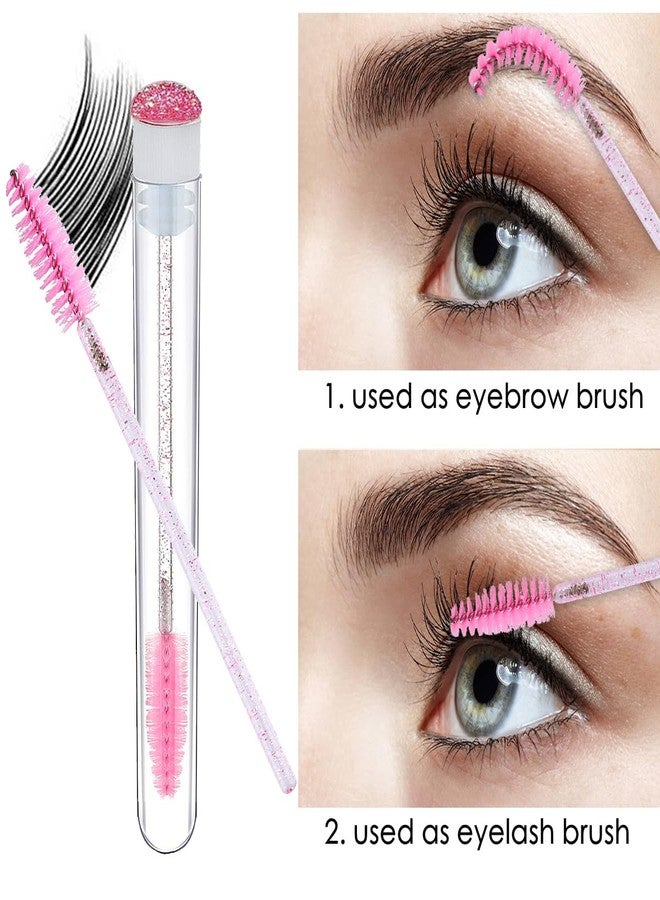 La Jolie Jasmin Mascara Wand Brushes Tubes Set-70 Pieces Disposable Eyelash Brushes Replacement with 20 Pieces Empty Container Tubes for Eyelash Extension Lash (Pink Diamond) - Image 5