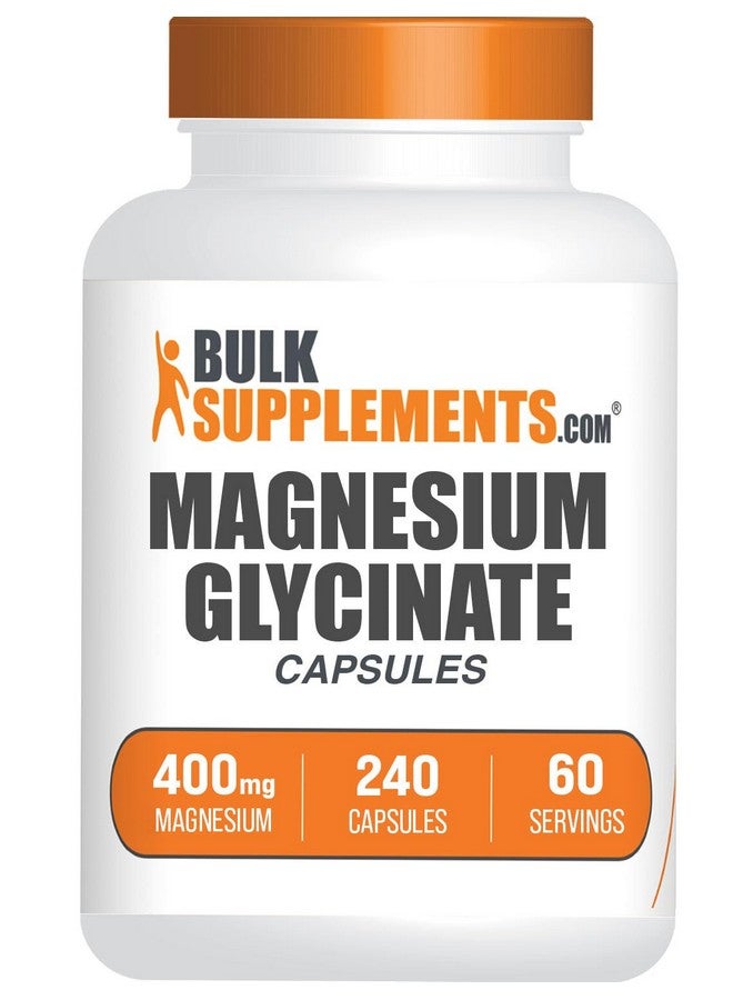 BulkSupplements كبسولات ماغنيسيوم غليسينات من بولك سابليمنتس - مكمل ماغنيسيوم، ماغنيسيوم غليسينات 400 ملغ - خالي من الغلوتين، 4 كبسولات لكل حصة، 240 عدد (عبوة من 1) - Image 1