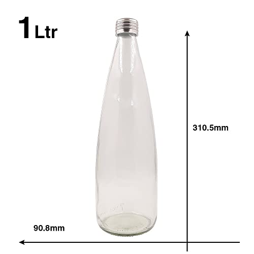 MACHAK Keez Glass Water Bottle For Fridge with Stainless Steel Cap, 1 Litre, Clear (1 Pc) - Image 2