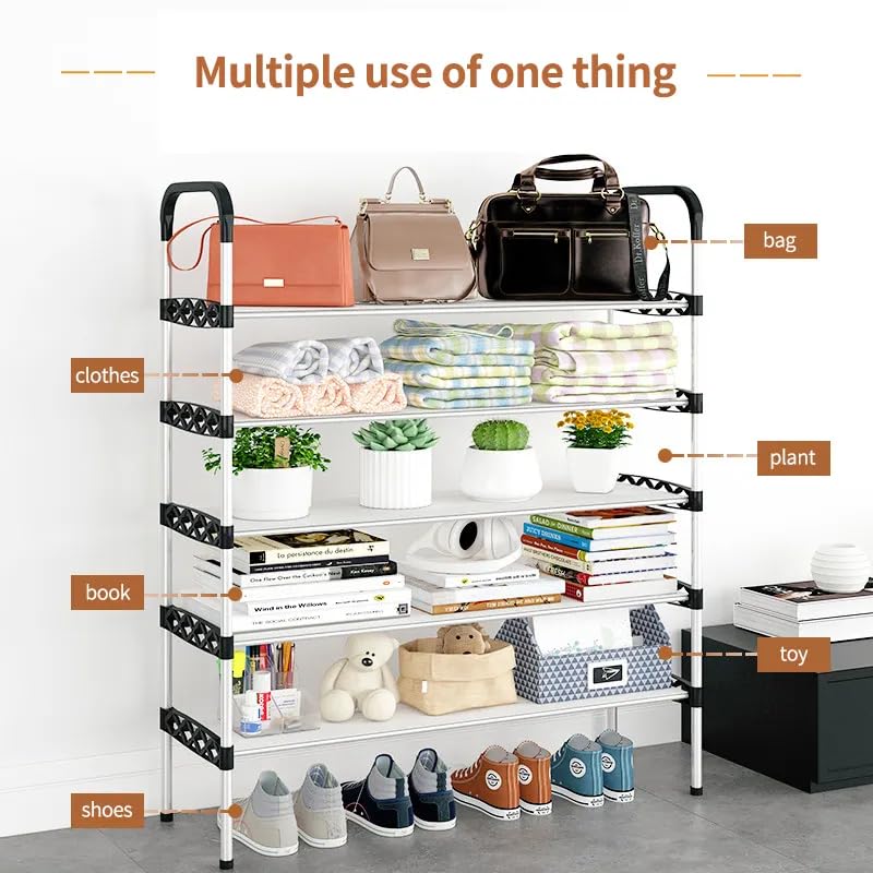 TRADY 5 -Tier Shoe Rack for Closet, Entryway, or Bedroom – Large Capacity Tall Shoe Organizer Storage Shelf Holds 35 + Pairs Space Saving Freestanding Metal Shoe Stand with Steel Pipes & Plastic Connectors, - Image 5