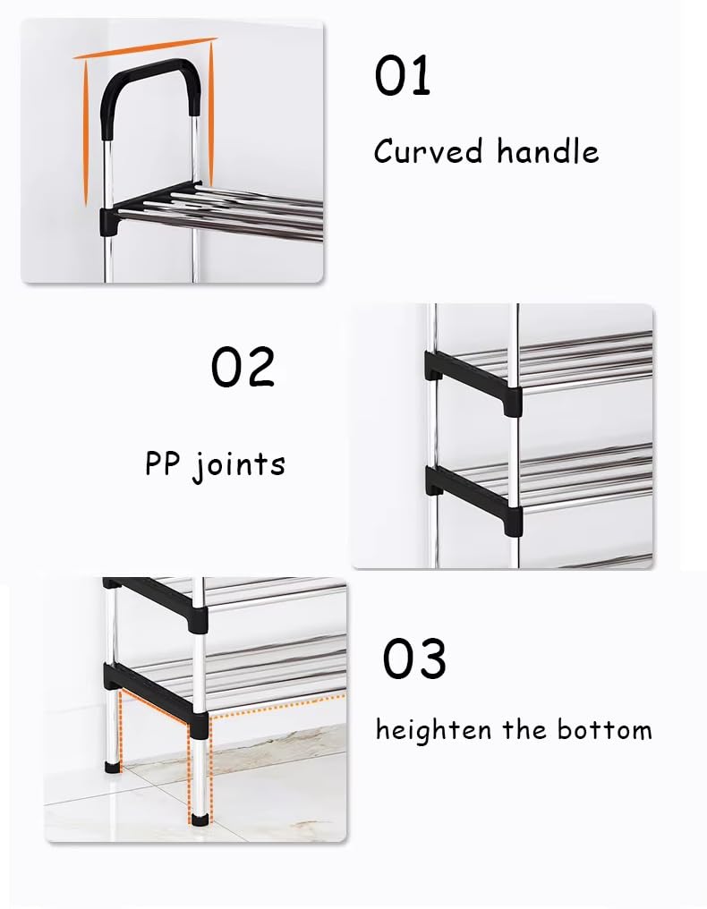 TRADY 5 -Tier Shoe Rack for Closet, Entryway, or Bedroom – Large Capacity Tall Shoe Organizer Storage Shelf Holds 35 + Pairs Space Saving Freestanding Metal Shoe Stand with Steel Pipes & Plastic Connectors, - Image 3