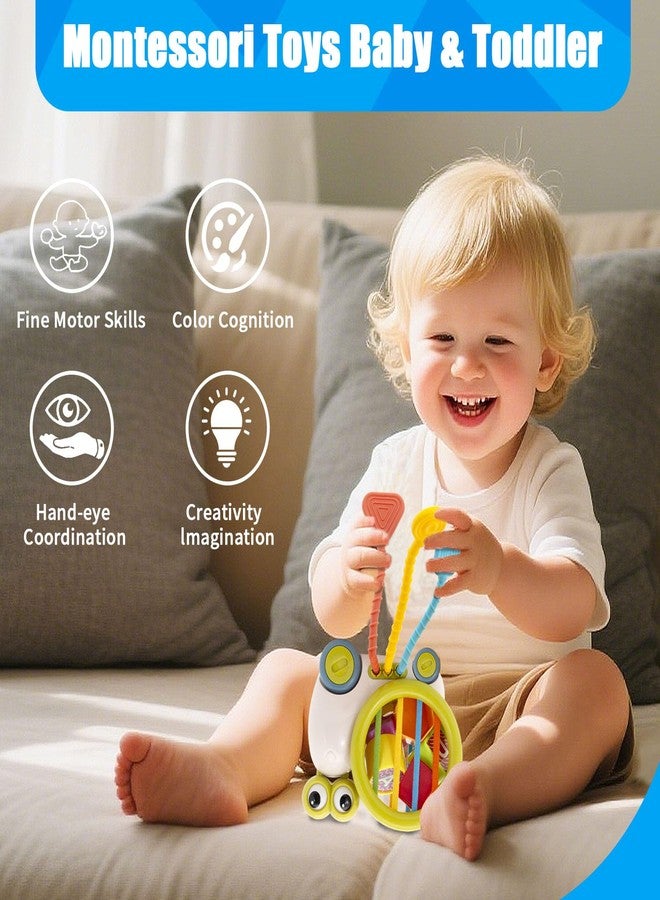 BYFWH 5 in 1 Montessori Sensory Toy for Toddlers 1-3, Activity Cube Baby Toys, Infant Pulling Toy with Shape Sorter & Silicone String, Snail Push-to-go Car for Travel Play, Gift for Boy Girl - Image 3