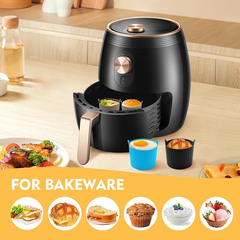 Ranjaner 4Pack Air Fryer Baking Ramekins, Silicone Mould Cups, Easy Release Nonstick Bakeware, Ramekins for Air Fryer, Air Fryer Egg Mould, Large Muffin Cases for Air Fryer(4Color,Size:2.6inch) - Image 4