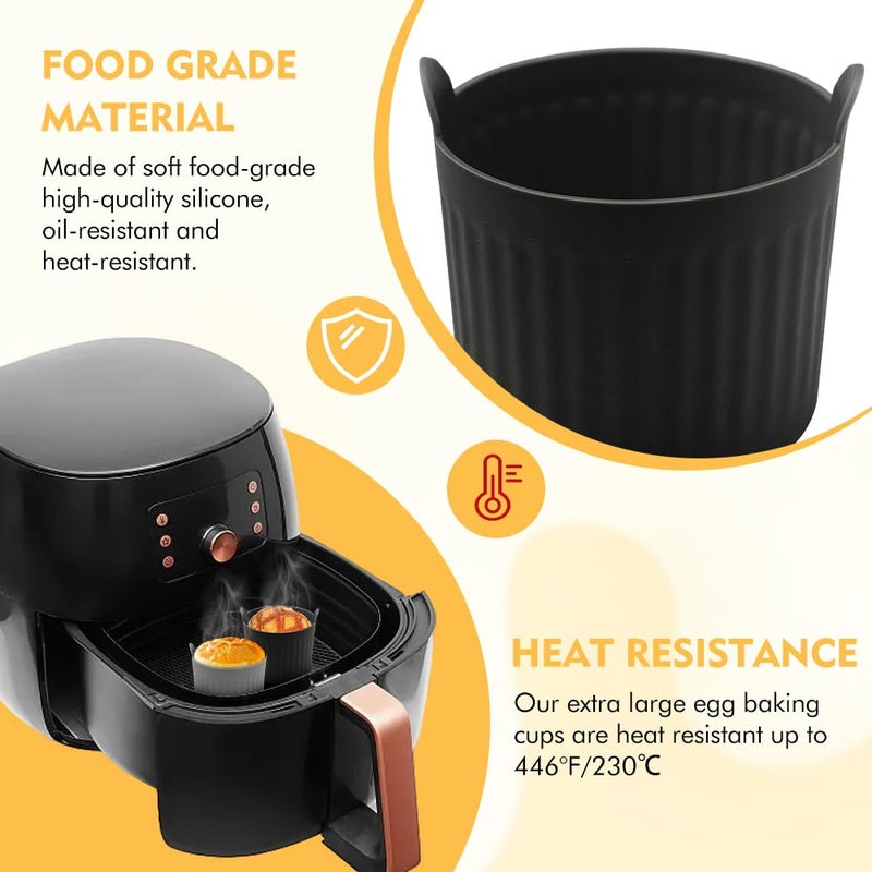 Ranjaner 4Pack Air Fryer Baking Ramekins, Silicone Mould Cups, Easy Release Nonstick Bakeware, Ramekins for Air Fryer, Air Fryer Egg Mould, Large Muffin Cases for Air Fryer(4Color,Size:2.6inch) - Image 3