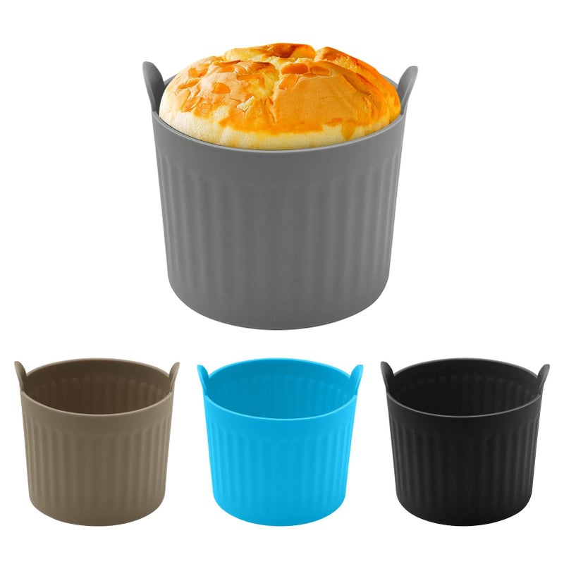Ranjaner 4Pack Air Fryer Baking Ramekins, Silicone Mould Cups, Easy Release Nonstick Bakeware, Ramekins for Air Fryer, Air Fryer Egg Mould, Large Muffin Cases for Air Fryer(4Color,Size:2.6inch) - Image 1