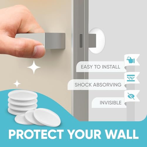 VIVNITS Silicone Clear Rubber Door Bumper Stopers Wall Protectors for Furniture, 6Piece Pack Self Adhesive Door Handle Knob Wall Shield Bumper Guard for Wall - Transparent (12 PCS) - Image 2