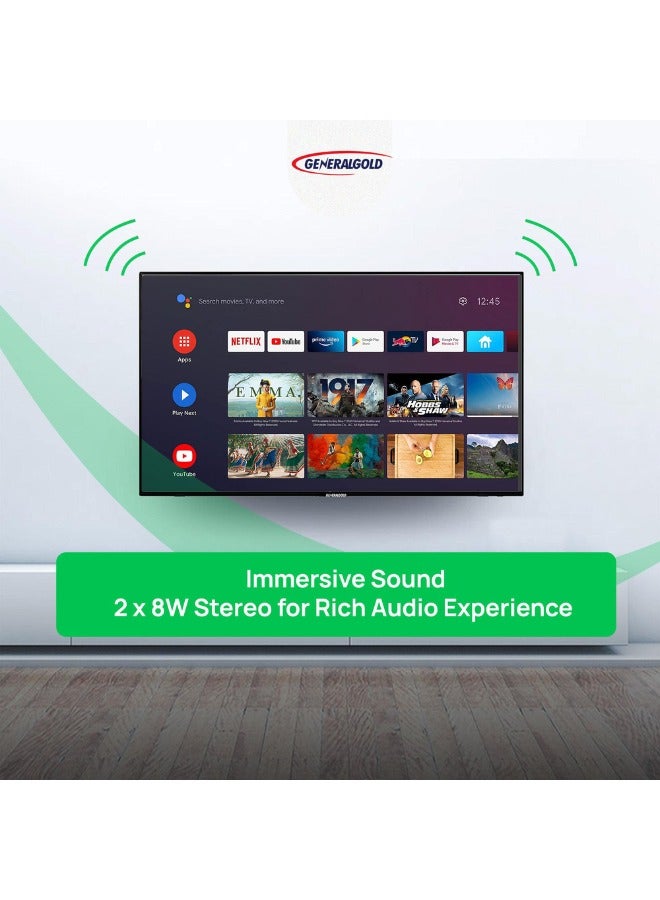 جينيرال جولد تلفزيون ذكي من جينرال جولد 50 بوصة 4K Ultra HD، شاشة زجاجية مزدوجة غير قابلة للكسر، موديل 2025 الجديد، أندرويد 14.0، مع Netflix، YouTube، Prime Video، Shahid، 8 جيجابايت ذاكرة تخزين، 1.5 جيجابايت ذاكرة وصول عشوائين - Image 2