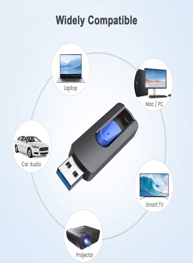 JUANWE 256GB USB Flash Drive USB 3.0 Flash Drive Thumb Drive Jump Drive USB Memory Stick Retractable Slide Pen Drive High-Speed Data Storage Backup for Mac, PC, Speaker - Blue - Image 5